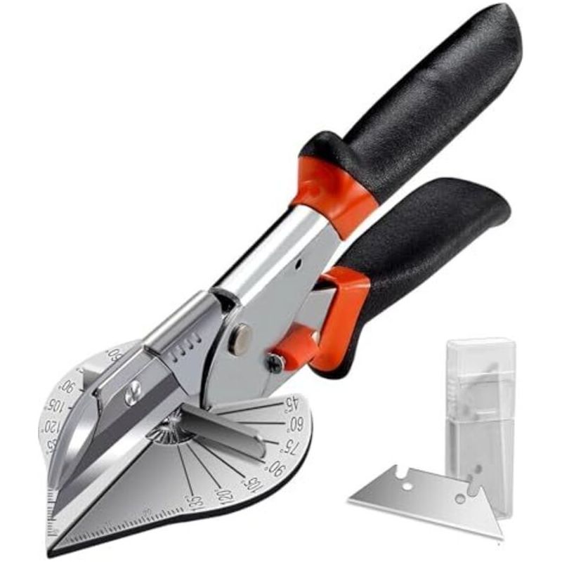 Mehrwinkel-gehrungsschere, Schneidwerkzeug Von 45 Bis 135 Grad, Multifunktionale Schere Für Pvc-kabelkanäle, Holz Und Kunststoff, Mit 2 Ersatzklingen.