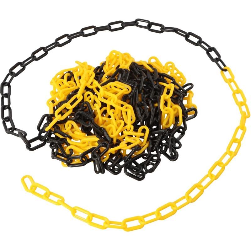 Kunststoff-absperrkette 10m X 6mm, Zweifarbige Warnkette Mit Hoher Sichtbarkeit, Sicherheits-absperrketten Zur Menschenlenkung Für Parkplätze (schwarz-gelb)