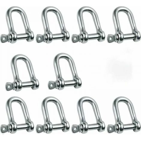 10 Edelstahl-schäkel M5 Mit Geraden Edelstahlschlaufen, D-förmige Schäkel Aus Edelstahl 304