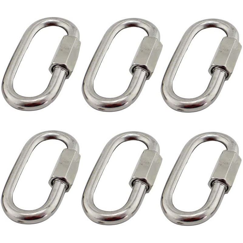 6er-set M5/0,2" Schnellverbinder Aus Edelstahl 304, Ovale D-förmige Schraubkarabiner Aus Inox, Sehr Widerstandsfähig