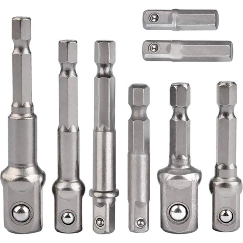 Satz Von 8 Adaptern Für Stecknüsse, Sechskantadapter 1/4" Auf Stecknuss 1/4", 3/8", 1/2", Für Akku-bohrschrauber, Stecknüsse Und Bithalter