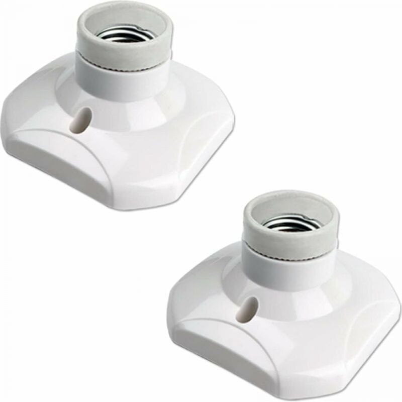 E27-deckenleuchtenfassung Mit Schraubgewinde Für Wandlampe, Innenbereich, Ac 230v, Halterung Für E27-led-glühbirne, Kunststoffsockel E27 Für Garage Und Werkstatt, 2er-pack