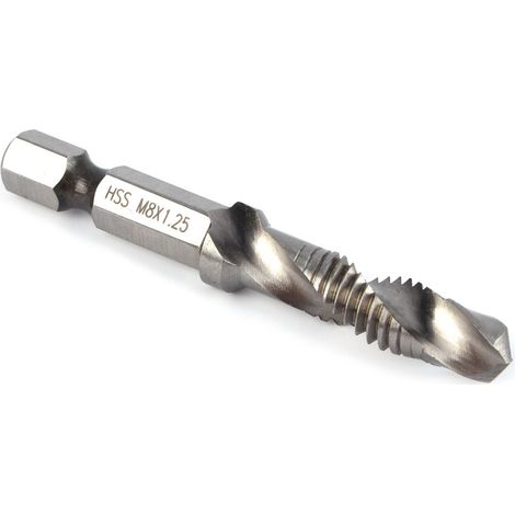 M8 Kombinationsbohrer-gewindebohrer Hss Hex Metrisch Entgrater Fräserbits Satz Metrische Belohnungen, 1/4" Werkzeugstück Gewindebohrwerkzeug Bohrer Zum Gewindeschneiden