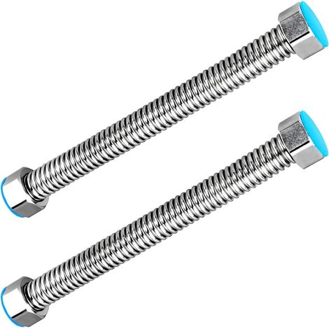2 Stück G1/2" X G1/2" Gewellter Abfluss Schlauch Aus Edelstahl, Für Durchlauferhitzer, Sanitäranschluss, Badezimmer, Warmwasserrohr, 10cm