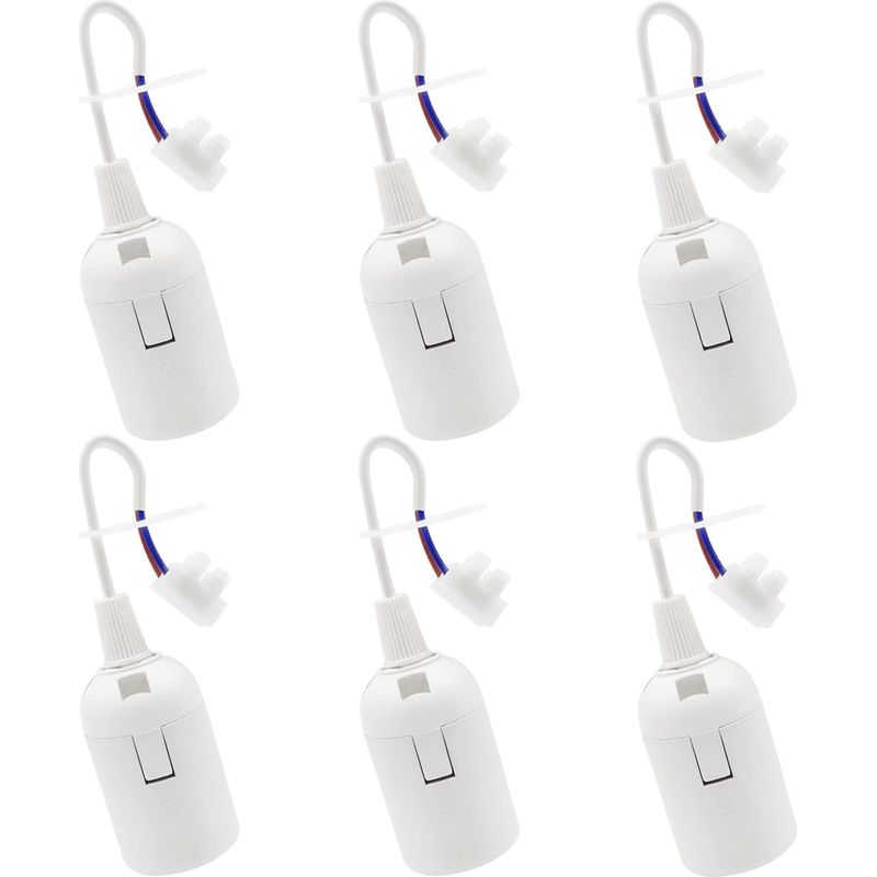 6 Stück E27 Lampenfassung, E27 Glühbirnenhalter Für Renovierung, Weiße Fassung Mit Kabel, Baustellenfassung 4a 250v, Lichtsockel, Hängefassung (max. 60w)