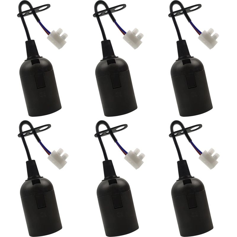 Satz Mit 6 Ersatzfassungen E27 - Schwarz - Sockel E27 - Mit Kabel - 4 A - 250 V - Maximal 60 W - Deckenleuchte Für Bauarbeiten