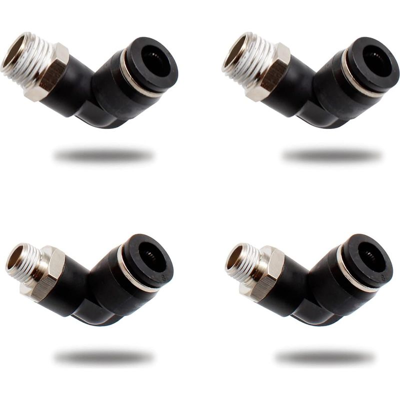 4 Stück Pneumatische Steckverbinder, Zwei Verschiedene Modelle (8 Mm × 1/4" Und 8 Mm × 1/8"), Schnellkupplungen Mit Außengewinde, Schwarze Pneumatische Winkelstecker, Geeignet Für Heimwerker-werkzeuge