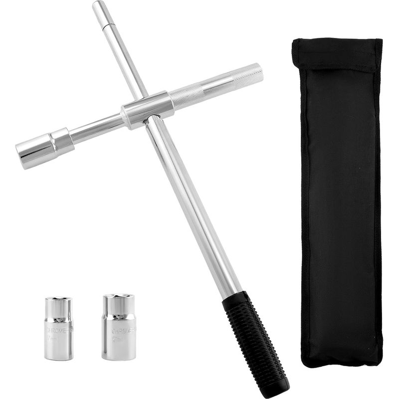 Teleskop-radschlüssel Mit Stecknüssen 17/19 Mm Und 21/23 Mm, Kreuzschlüssel Zum Reifenwechsel Am Auto, Ausziehbar Bis 60 Cm