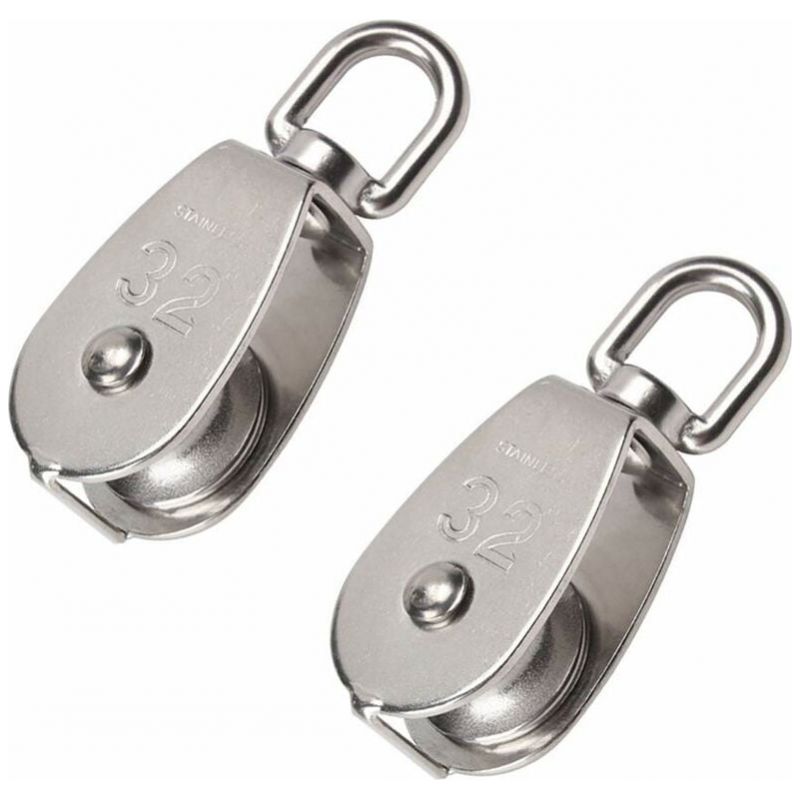 2 Stück 32 Mm Einzellflaschenzug Aus Edelstahl 304, Hebeflaschenzug Mit Einer Tragfähigkeit Von 250 Kg