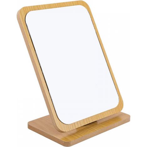 Faltbarer Holz-schminkspiegel (22 X 16 Cm), Kleiner Quadratischer Standspiegel, Tragbarer Schminkspiegel