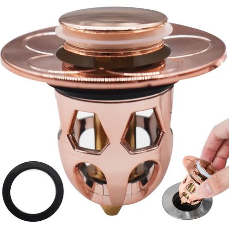 Pop-up-waschbeckenstopfen, Drückverschluss Für Spülbecken, Waschbeckenstopfen, Verstopfungsfreier Abflussfilter, Badezimmerverschluss, Küchenspülen Für 30 Mm Und 40 Mm Ablaufloch (roségold)