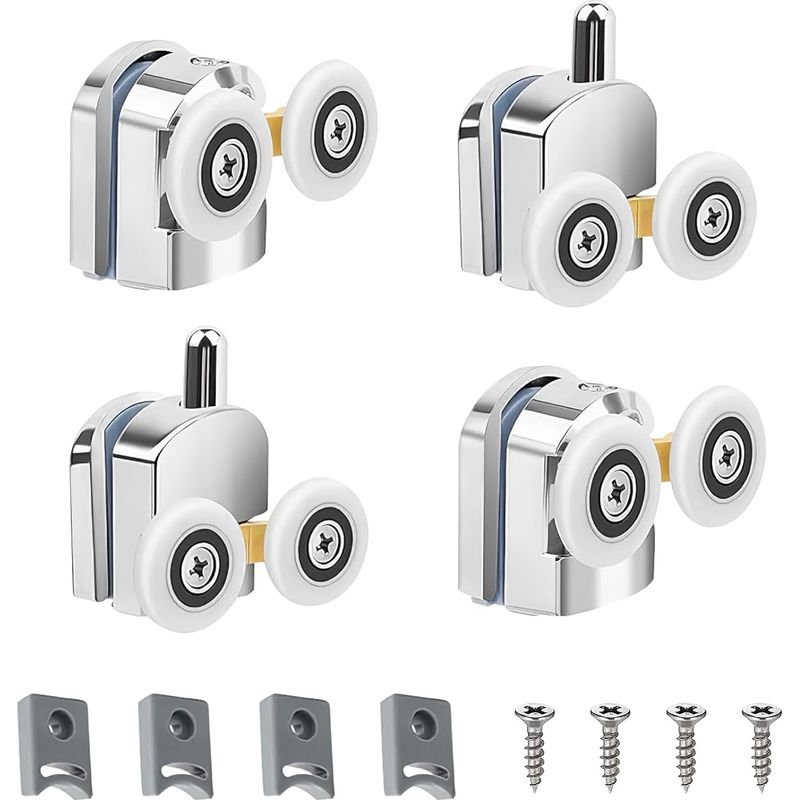 Duschabtrennungs-rollen, 4er-pack Doppelte Duschabtrennungsrollen 23 Mm, Langlebig Und Leise, Für Glastüren Mit Einer Dicke Von 3 Bis 6 Mm (23 Mm)