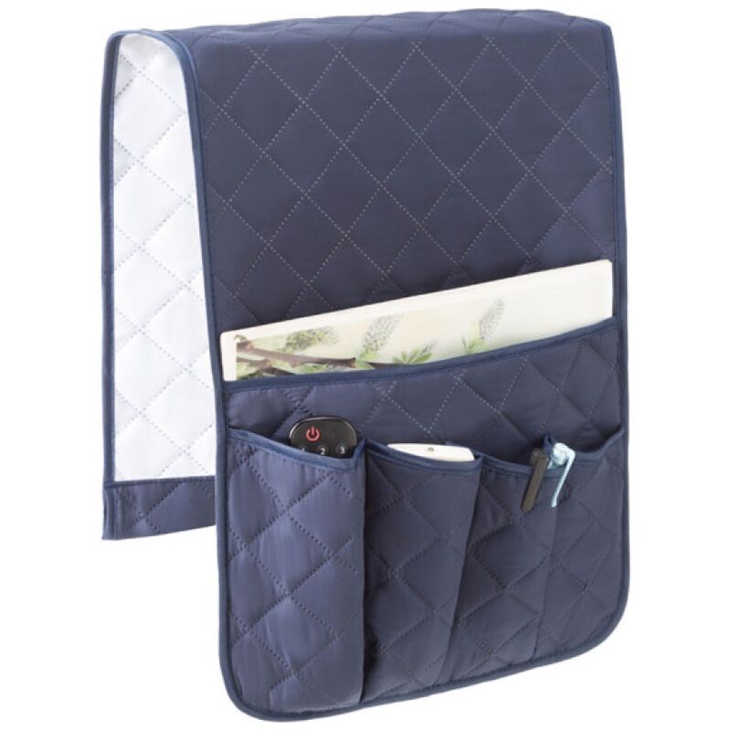 Sofaarmlehnen-organizer, Rutschfester Aufbewahrungsorganizer Für Sessel Mit 5 Taschen Für Handy, Fernseher, Fernbedienung, Zeitschriften (marineblau)