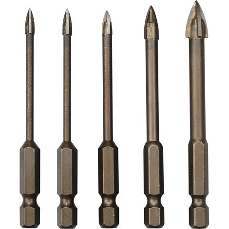 5er-set Dreieckbohrer, Hartmetall-bohrer Für Fliesen, Universelles Bohrwerkzeug Für Glas, Fliesen, Beton, Marmor Und Keramik (3/4/5/6/8 Mm)