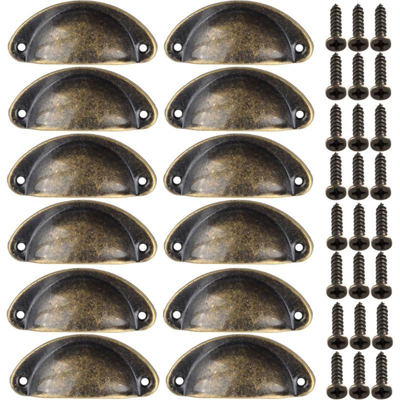 12 Stück Vintage Muschelgriffe Für Kommode Und Küchenmöbel, Gebogene Eisentürgriffe Für Schränke, 8,2 Cm X 3,5 Cm, Antikmessing