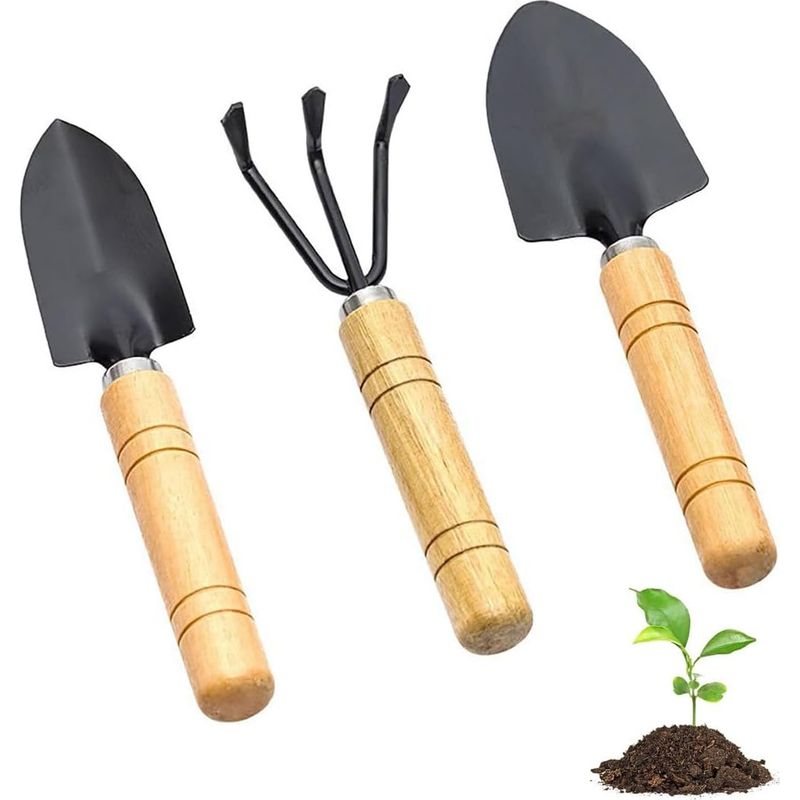 3-teiliges Mini-gartenwerkzeug-set, Umfasst Eine Schaufel, Einen Krallenrechen Und Eine Pflanzkelle Für Das Pflanzen Und Die Pflege – Ideal Für Blumentöpfe Und Zimmerpflanzen