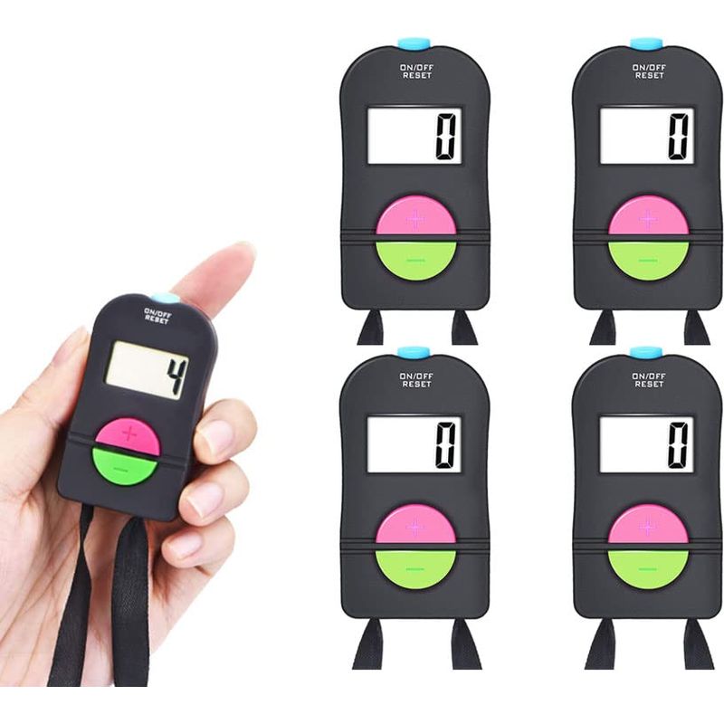 4 Stück Elektronischer Digitaler Handzähler, Golf-sport-zähler, Manueller Elektronischer Klicker Zum Addieren Und Subtrahieren, Digitaler Handzähler Mit Handschlaufe (schwarz)