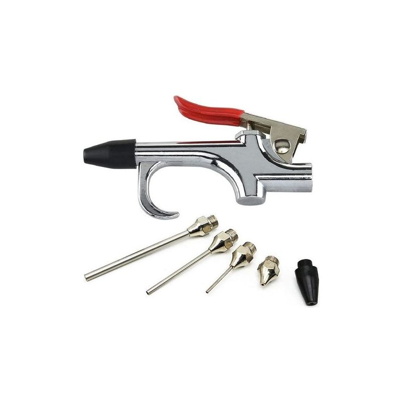 Metall-luftpistole Mit 4 Verlängerungsdüsen Und Schnellkupplung Zum Ausblasen Von Pulver, Staub Und Schmutz