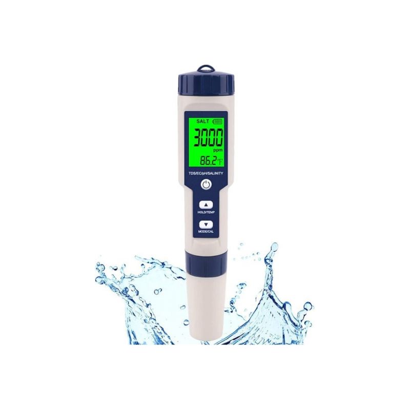 5-in-1 Hochpräziser Salinitätstester Für Salzwasser, Ip67 Wasserdichtes Testkit