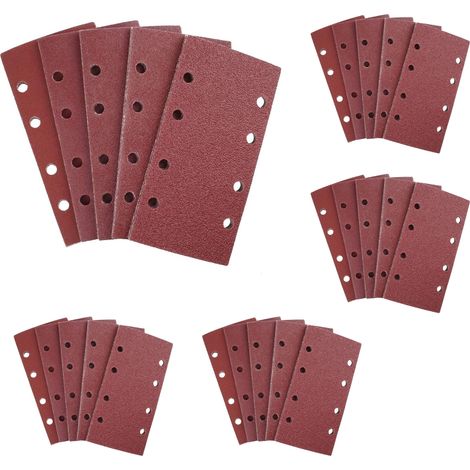 25 Stück Schleifpapier Für Orbital-schleifer, 93 X 185 Mm, 8 Löcher, Rechteckiges Schleifpapier, Körnung 40/60/80/120/240 Korund, Ideal Zum Schleifen/polieren