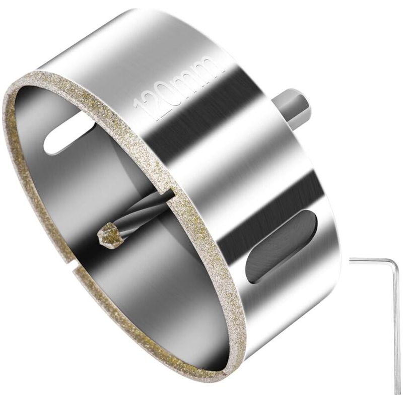 Scie Cloche Diamantée 120 Mm, Diamantbohrer Mit Zentrierendem Führungsbohrer, Diamant-lochsäge Für Fliesen Mit Diamantbeschichteter Oberfläche Zum Schneiden Von Glas, Fliesen, Keramik Und Marmor