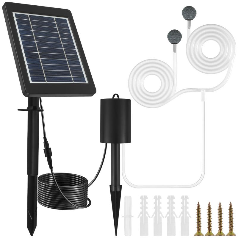 Solar-teichpumpe, 3w Solar-teichpumpe, 3 Modi, Teich-luftpumpe Mit Sauerstoffschlauch Und 2 Luftsteinen