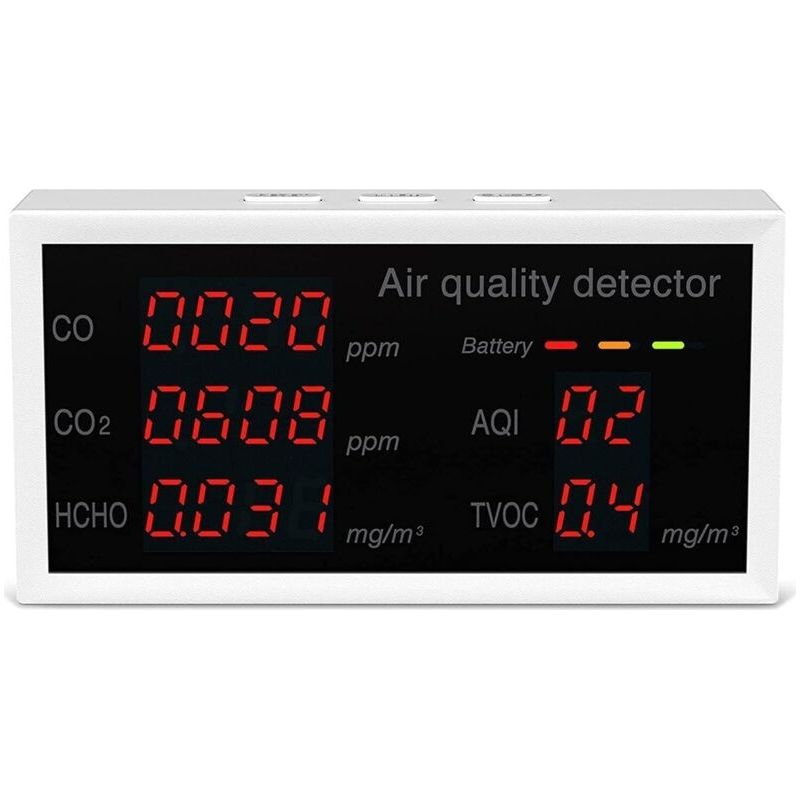 Co2-detektor Luftqualitätsmonitor Co/co2/hcho/tvoc/aqi Temperatur- Und Feuchtigkeitstester Schwarz Kohlendioxid-monitor Für Auto, Büro Und Zuhause