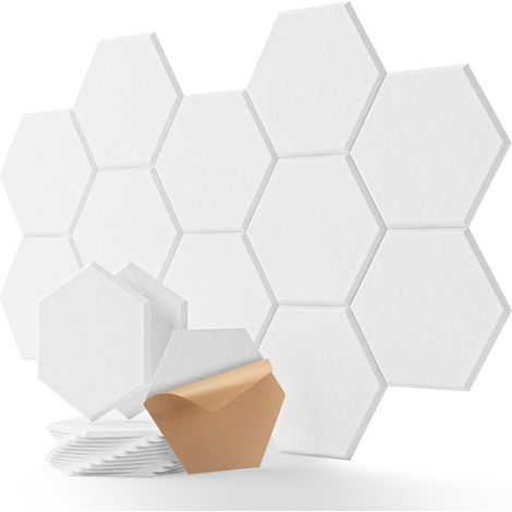 Satz Mit 12 Selbstklebenden, Hexagonalen Schalldämmplatten 30 X 25 X 1 Cm, Hochdichter Schaumstoff Für Studios