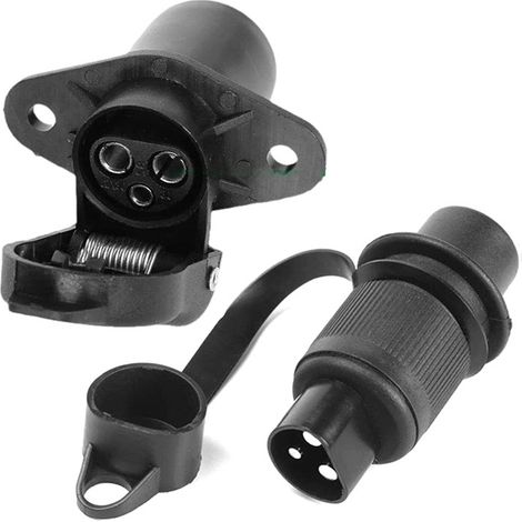 Anhängersteckdose Und Stecker Für Anhänger, 3-polig, 12v Wasserdichte 3-polige Buchse Und Stecker, 3-polige Anhängerkupplungssteckdose Mit 2 Befestigungspunkten, Geeignet Für Anhänger/wohnmobile/autos