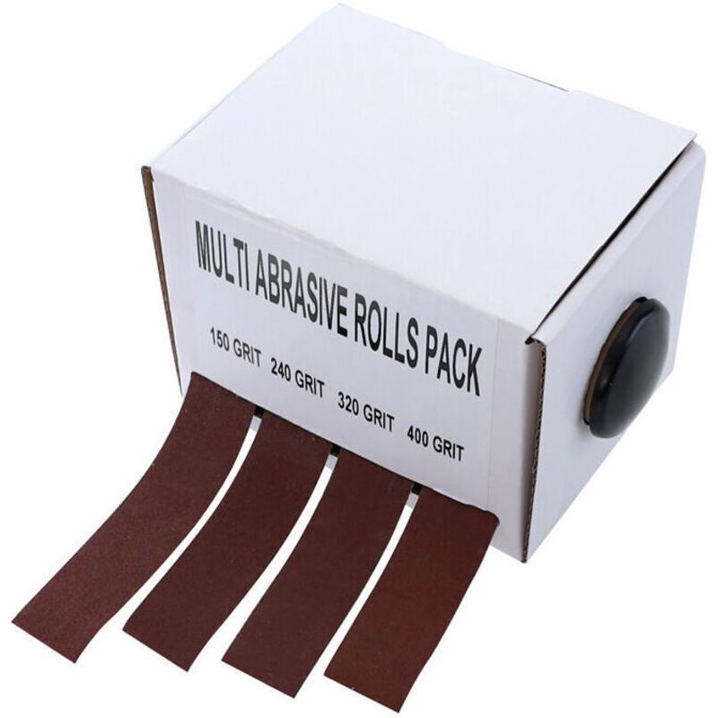 4er-set Schleifrollen 25 Mm X 6 M – Körnungen 150/240/320/400 – Für Das Schleifen Von Metall, Glas Und Holz – Mit Spender
