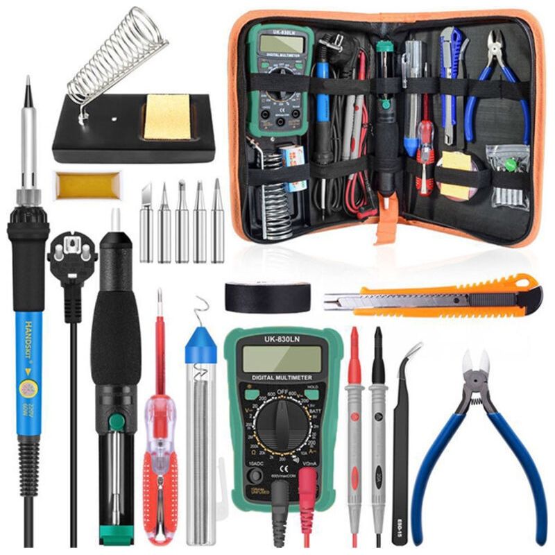 Lötset, 60w Lötstation-kit, Einstellbare Temperatur Von 200–450 °c, Multimeter, 5 Lötkolbenspitzen, Entlötpumpe, Lötstation