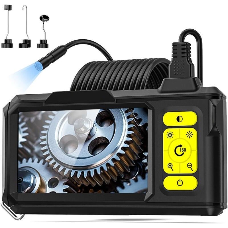 Endoskop Hd 1080p Mit 8 Leds, Inspektionskamera 4,3" Ip67 Wasserdicht, Halbstarrer Kabel 5m - Ideal Für Automechanik/klempnerarbeiten