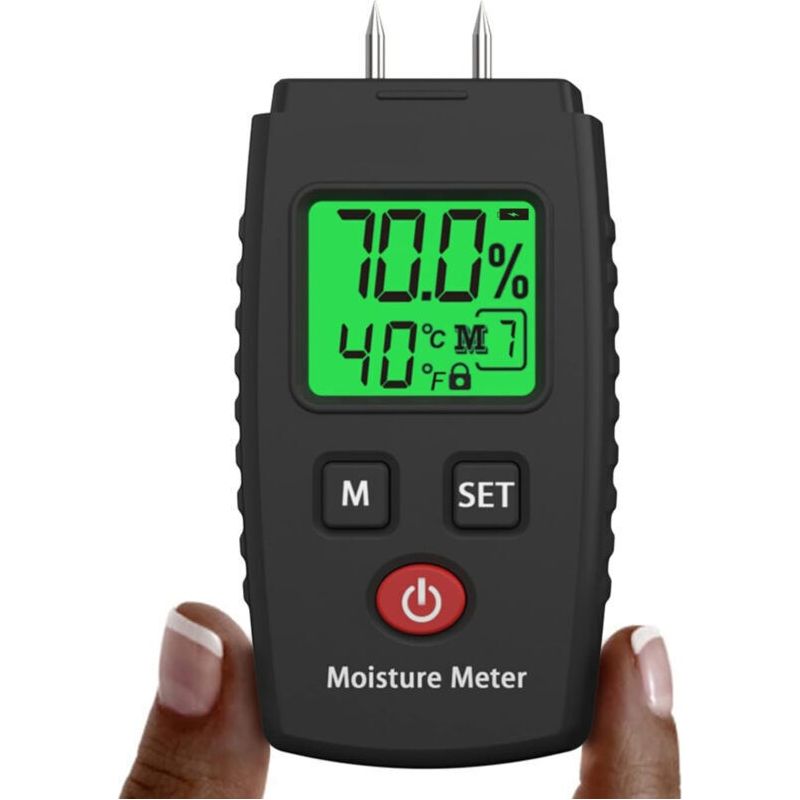 Feuchtigkeitsmesser, Feuchtigkeitsdetektor Mit Lcd-bildschirm Und Grüner Hintergrundbeleuchtung, Stift Mit 5 Modi, Schimmeldetektor Für Holz Und Baumaterialien