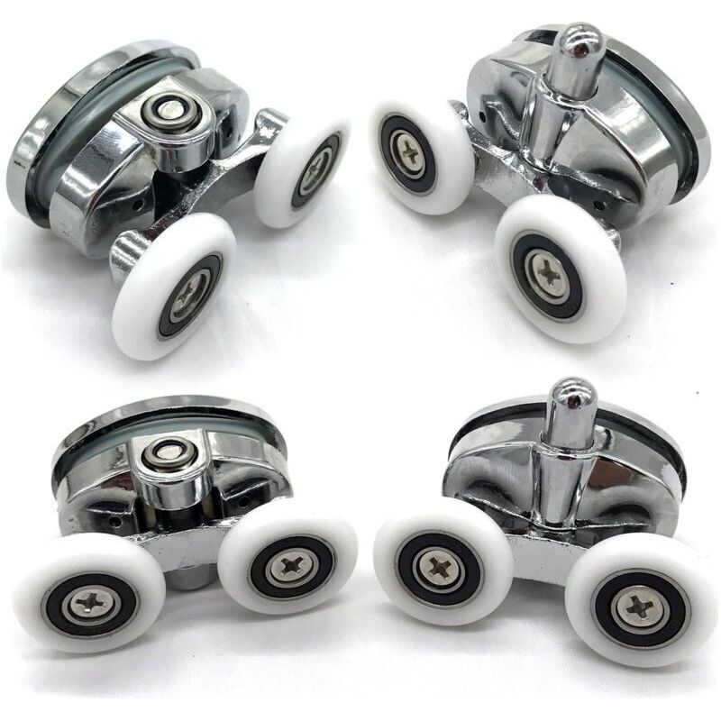 Satz Von 4 Rollen Für Duschtür – Doppelrad – Oval – Schmetterlingsform (23 Mm)