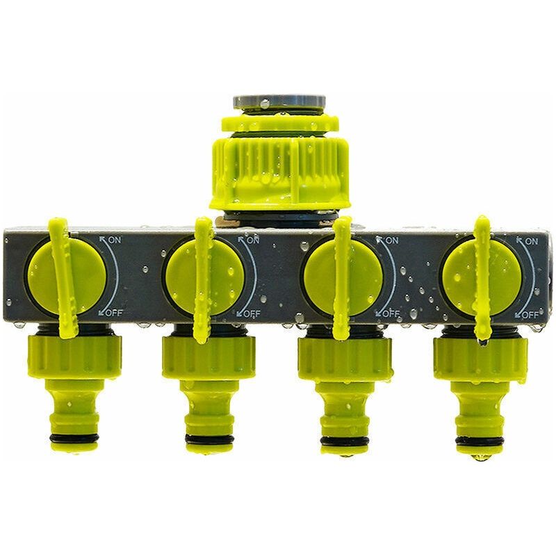 Verstellbarer 4-wege-verteiler, Gartenschlauch Für Wasserhahnanschluss, 4-wege-umkehrventil 1/2" Oder 3/4", Regulierbarer Und Arretierbarer Wasserdurchfluss
