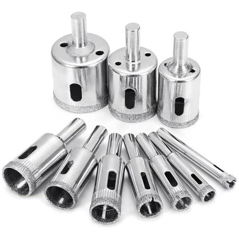 Satz Von 10 Diamantbeschichteten Bohrern Für Glas, Fliesen, Marmor, Granit Und Keramik – Bohrwerkzeuge Für Elektrische Bohrmaschinen – 8 Mm Bis 50 Mm