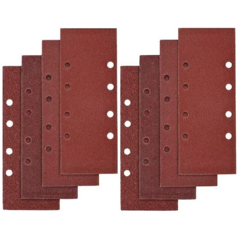 40 Stück Schleifpapier, 93 X 185 Mm Schleifblätter Für Schwingschleifer Mit 8 Löchern, Sortierte Körnungen P40, P60, P80, P100