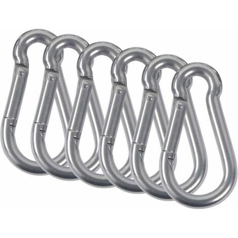 6er Set Edelstahl-karabinerhaken 304 Mit Feder, Feuerwehr-karabiner Mit Befestigungsclip Für Camping, Wandern, Hängematte Und Schaukel