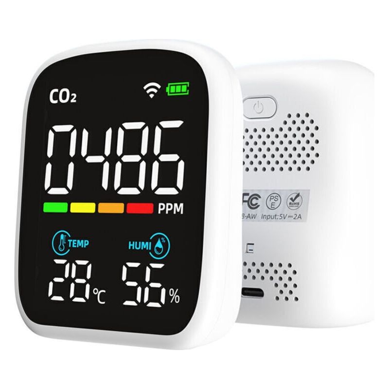 Tragbarer Co2-detektor Mit Led-display, Multifunktionaler Kohlendioxid-tester, Ndir-temperatur- Und Luftfeuchtigkeitsmesser, Tester Für Die Raumluftqualität, Steuerung Über Mobile App