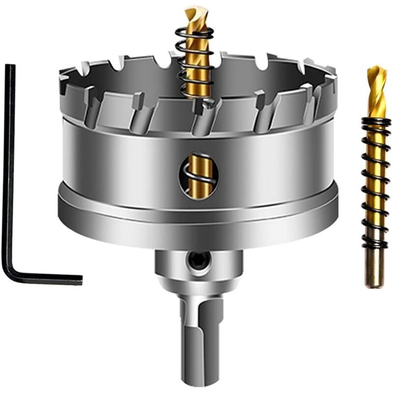 60 Mm Hartmetall-lochsäge, Tct-kronenbohrer Mit 2 Titanhartbeschichteten Zentrierbohrern Für Edelstahl, Blech Und Metall