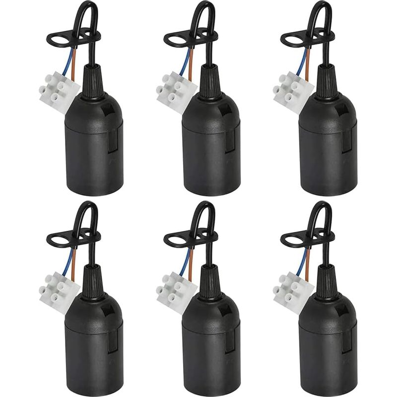 E27 Ersatzfassung 2a 250v Lampenfassung Mit Kabel (max. 60w) Schwarze Renovierungsfassung Baustellenfassung - 6 Stück