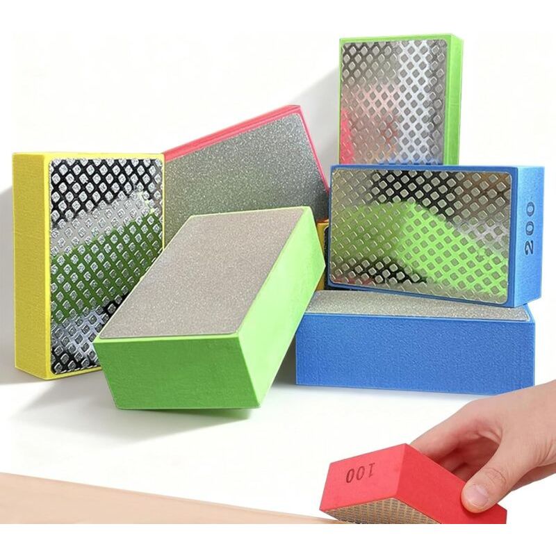 6 Stück Diamant-handpolierpads, Schleifblock Für Fliesen, Manuelle Diamant-polierschwämme, Diamant-schleifblock Zum Schleifen, Polieren Und Für Scharfe Kanten