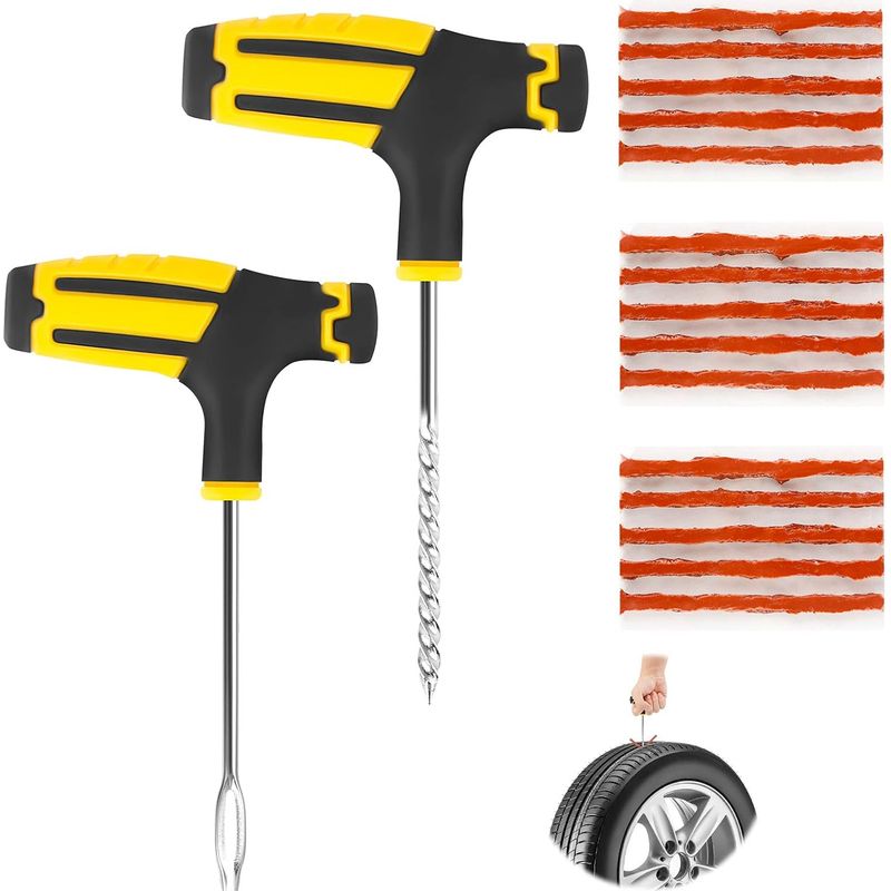 Reparaturset Für Reifen, Pannenhilfe-werkzeug, Reifenschaden-reparaturwerkzeug Für Fahrrad, Auto, Kleintransporter, Motorrad, 2 Werkzeuge Und 15 Streifen
