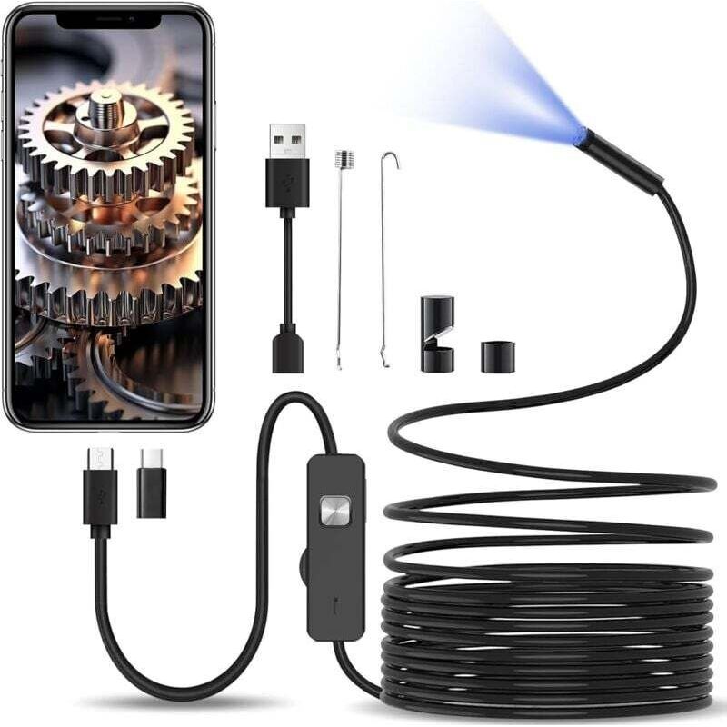 10 M Endoskop-inspektionskamera – 8,0 Mm Sonde Mit 6 Leds – Ip67 Wasserdicht Für Enge Räume – Kompatibel Mit Android Und Windows