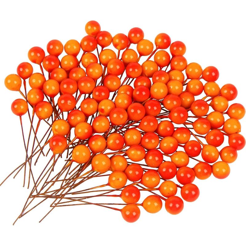 100 Stück Kleine Künstliche Stechpalmenbeeren Für Weihnachtsdekorationen, Weihnachtsbaum Und Weihnachtskränze (rot Und Gelb)