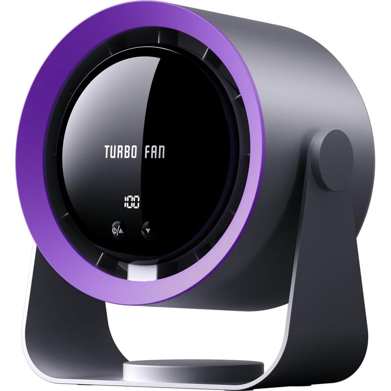 Wiederaufladbarer Usb-schreibtischventilator Mit Digitalanzeige, 5 Geschwindigkeiten, Extrem Leise, 90° Neigbar, Zum Aufhängen Für Schlafzimmer, Küche, Camping, Büro, Wohnzimmer