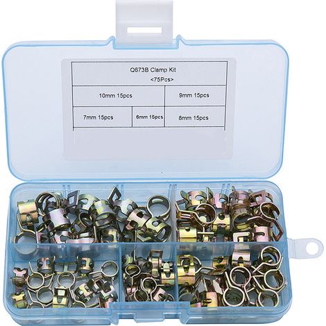 75 Stück Federklemmen Für Schläuche, Klemmringe Zur Befestigung Von Kraftstoffschläuchen, Schlauchklemmen In Den Größen 6 Mm, 7 Mm, 8 Mm, 9 Mm, 10 Mm