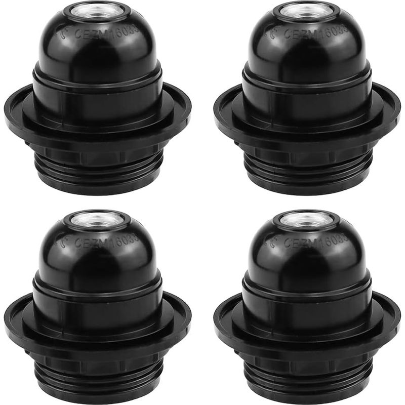 4 Stück E27-fassung Adapter, E27-sockel, E27-fassung Schwarz Schraubfassung Lampenhalter, Glühbirnenfassung E27 Retro, Für Retro-glühbirnen Befestigung Fassung