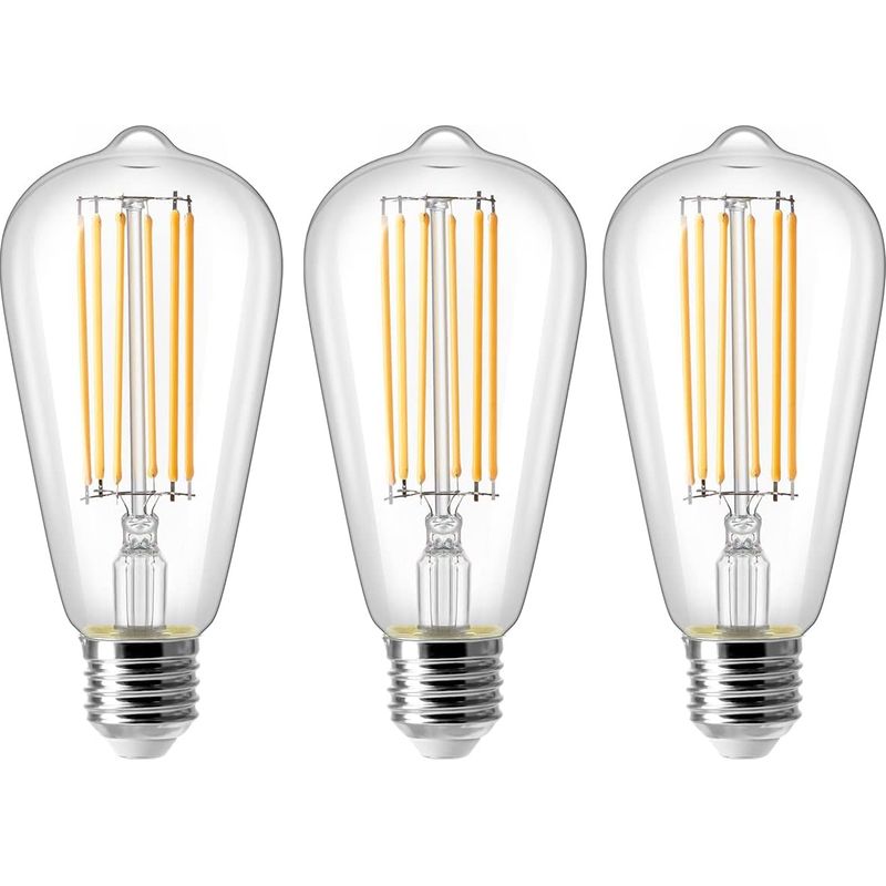 8w E27 St64 Led-glühbirne, Vintage Edison Glühlampe Mit Filament, Äquivalent Zu 80w, Warmweiß 2700k, 800lm, Retro Dekorative Lampe, Nicht Dimmbar, 3er-pack