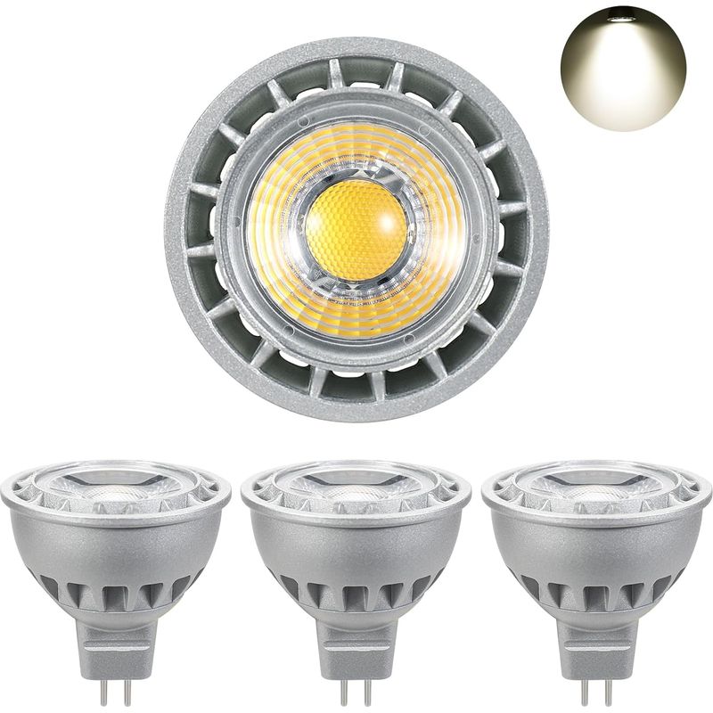 4er-pack Led-mr16-glühbirnen - Ac/dc - 12 V - 500 Lm - Natürliches Weiß - 4000 K - Ersetzt 50-w-halogenlampen - Flimmerfrei - Dimmbar - Abstrahlwinkel [energieeffizienzklasse B]